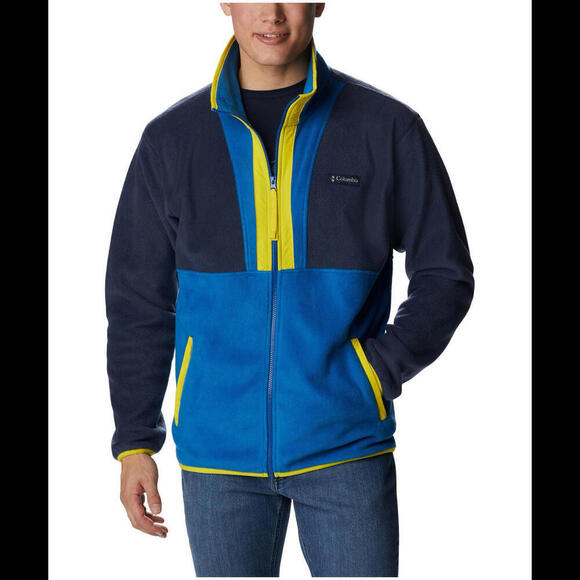 COLUMBIA Back Bowl Full Zip Fleece Jacket Mens 2XL Blue Yellow Vintage Style $95 - Picture 3 of 10